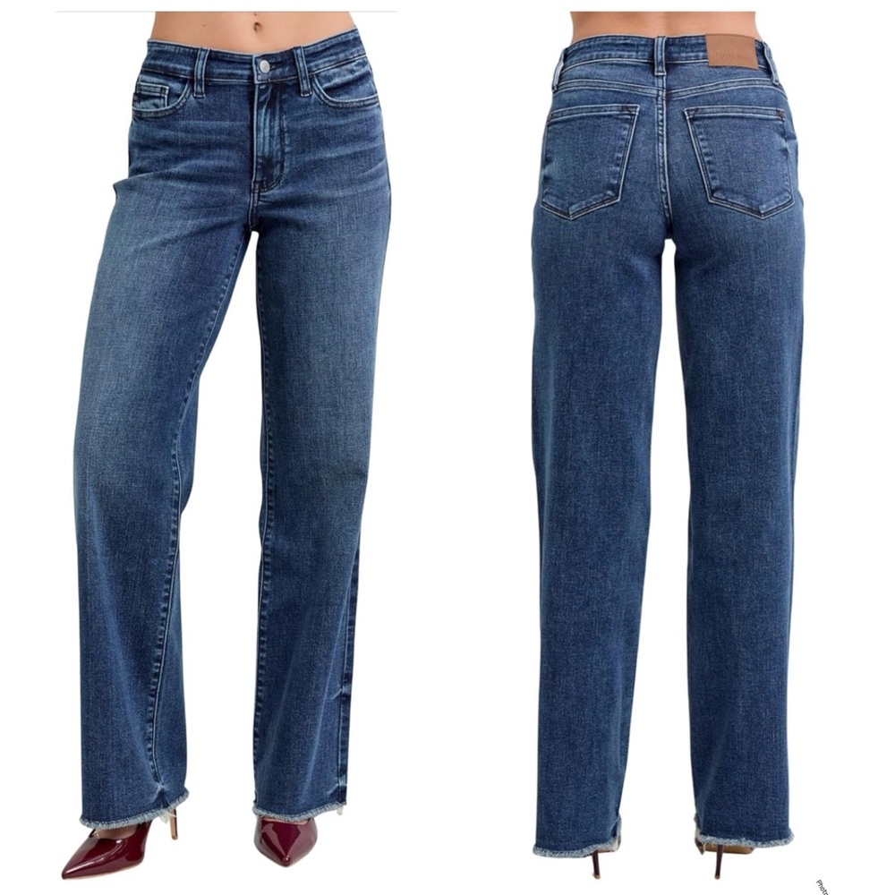 Judy Blue Jeans Women’s 27 Blue Wide Leg Raw Hem LIKE NEW!